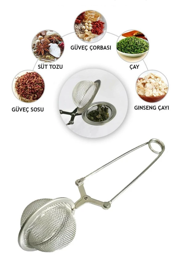 Paslanmaz Çelik Bitki Çayı Demleme, Maşa Çay Süzgeci - 2