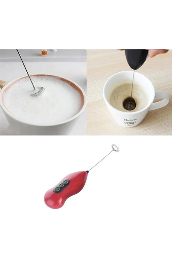 Pilli Mini Mixer Kahve Süt Köpürtücü Karıştırıcı Cappuccino Mixer - 3
