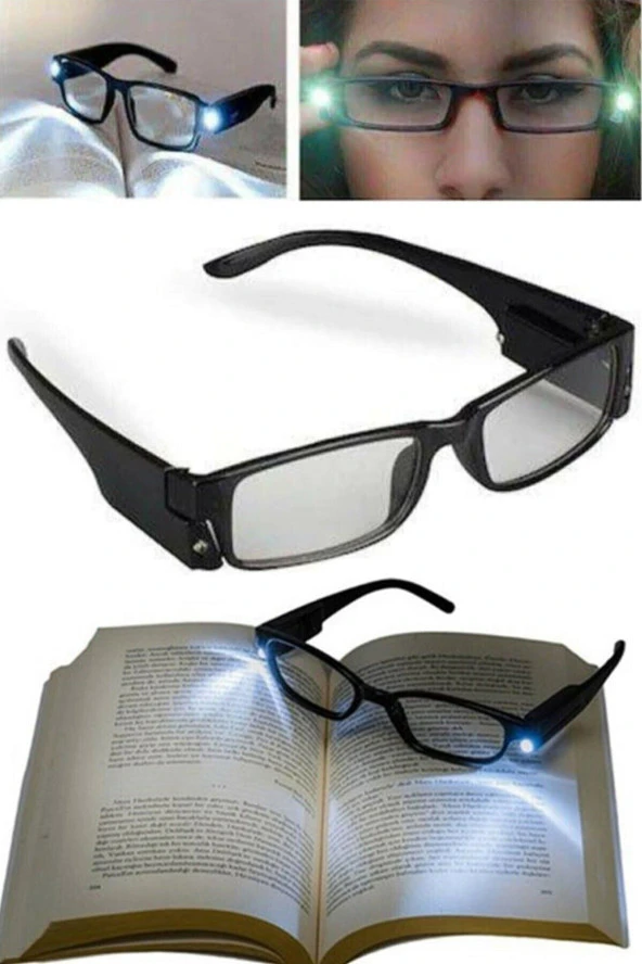 Siyah Led Camsız Işıklı Kitap Okuma Gözlüğü - 3