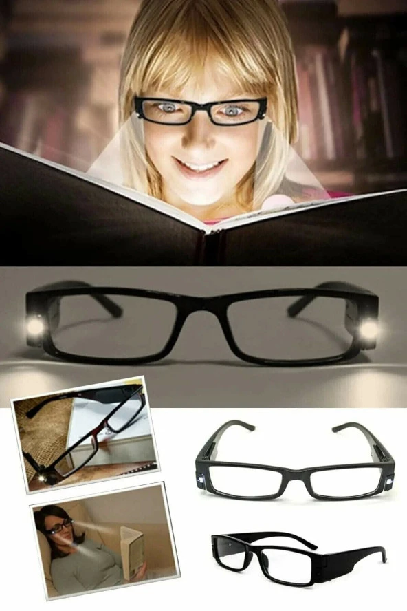 Siyah Led Camsız Işıklı Kitap Okuma Gözlüğü - 4