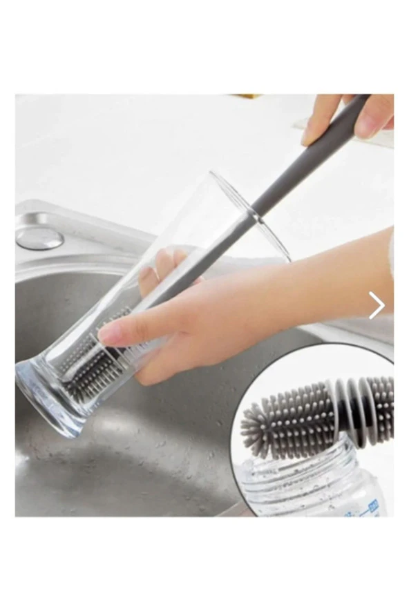 Kavanoz - Bardak Ve Biberon Için Yıkama Fırçası Silikon Ve Uzun Saplı - 2