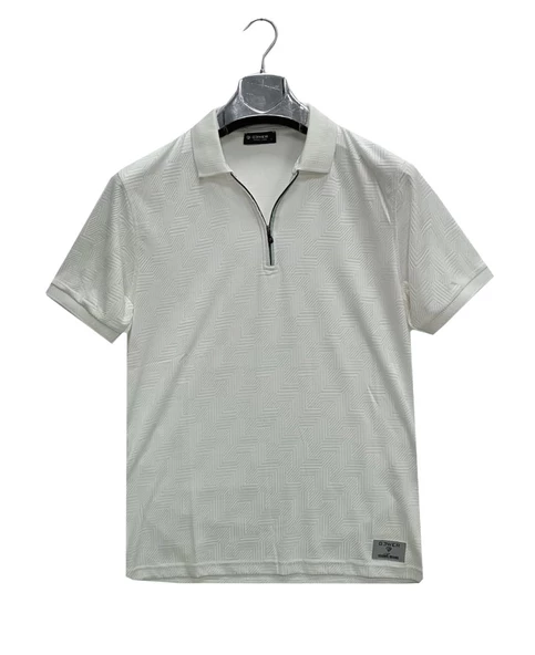 Gewer Fermuarlı Yakalı Slim Fit Kısa Kol Erkek Tişört-6722