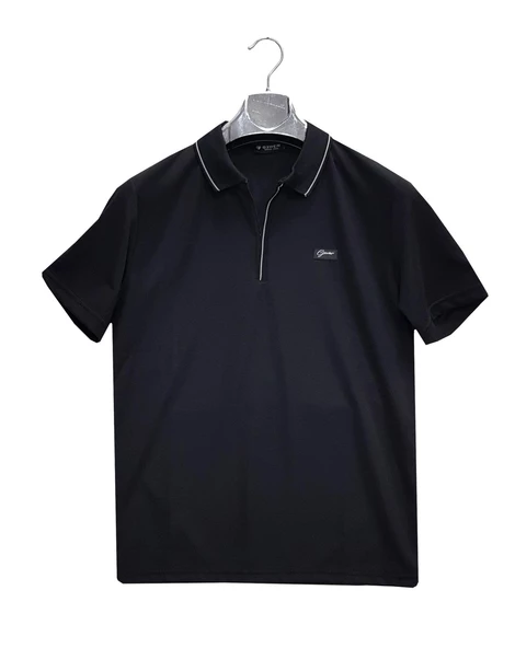 Gewer Fermuarlı Yakalı Slim Fit Kısa Kol Erkek Tişört-6726