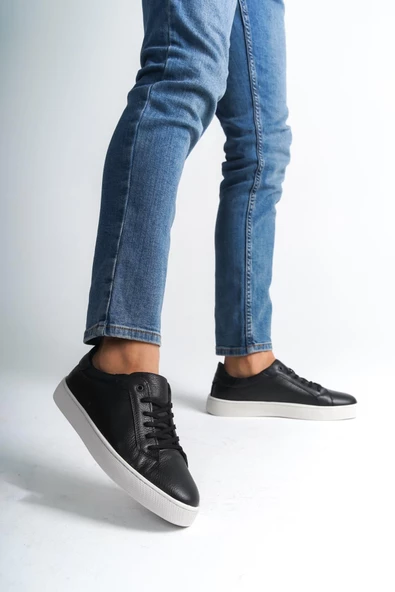 Erkek Hakiki Deri Günlük Bağcıklı Rahat Tabanlı Spor Ayakkabı Sneaker - 2