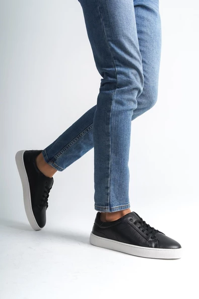 Erkek Hakiki Deri Günlük Bağcıklı Rahat Tabanlı Spor Ayakkabı Sneaker - 3
