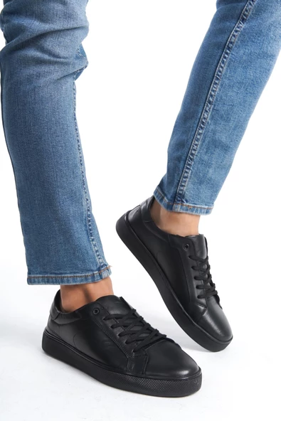 Erkek Hakiki Deri Günlük Bağcıklı Rahat Tabanlı Spor Ayakkabı Sneaker - 7