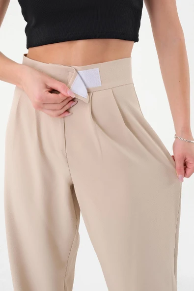 Kadın Taş Yüksek Bel Cırtlı Palazzo Pantolon - 2