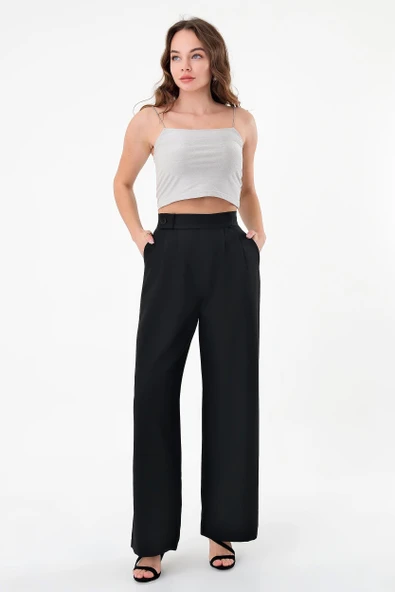 Kadın Siyah Smart Palazzo Pantolon