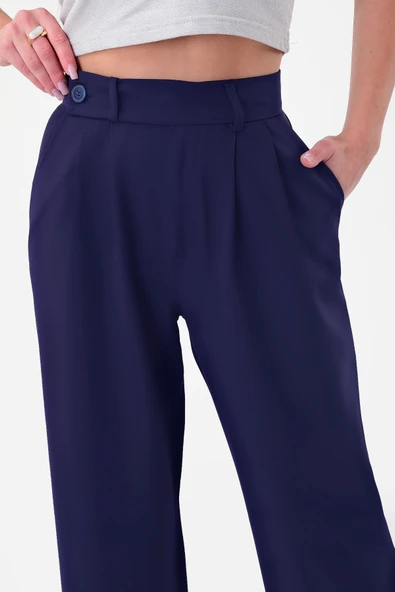 Kadın Lacivert Smart Palazzo Pantolon
