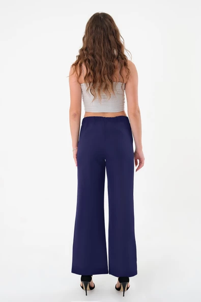Kadın Lacivert Lastikli Palazzo  Pantolon - 3