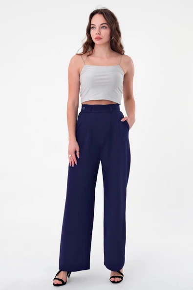 Kadın Lacivert Smart Palazzo Pantolon - 3