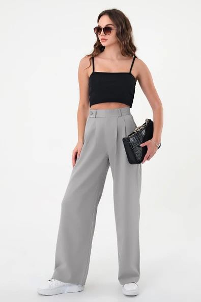 Kadın Gri Smart Palazzo Pantolon