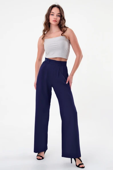 Kadın Lacivert Smart Palazzo Pantolon - 2