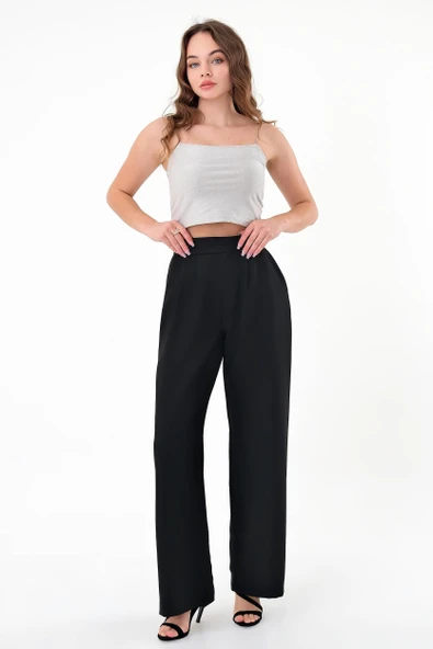 Kadın Siyah Smart Palazzo Pantolon - 4