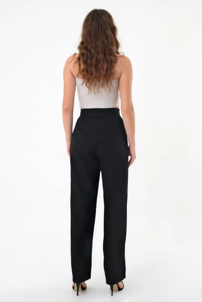 Kadın Siyah Smart Palazzo Pantolon - 5