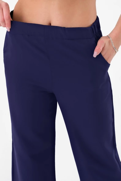 Kadın Lacivert Lastikli Palazzo Pantolon - 5