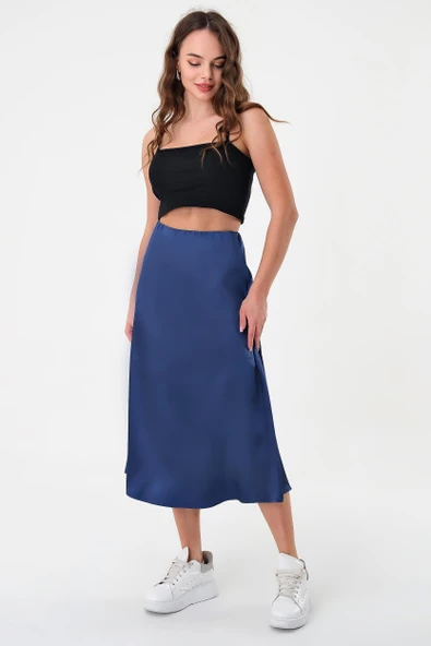 Lacivert Saten Etek - 3