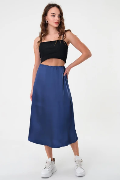 Lacivert Saten Etek - 2