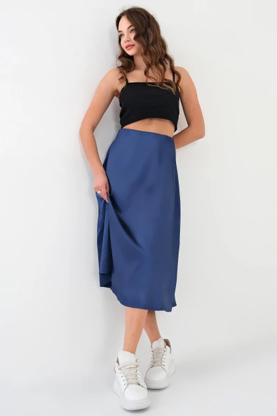 Lacivert Saten Etek - 5