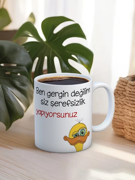 Baskılı Kupa Bardak Seramik Mug - Gergin Değilim..