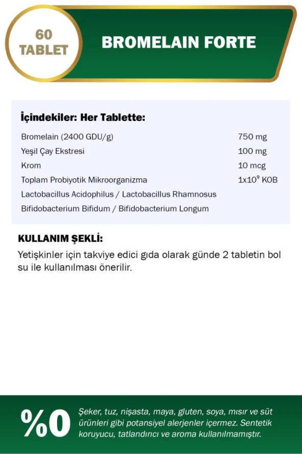 Nutraxin Bromelain Forte 60 Tablet - Resim 2