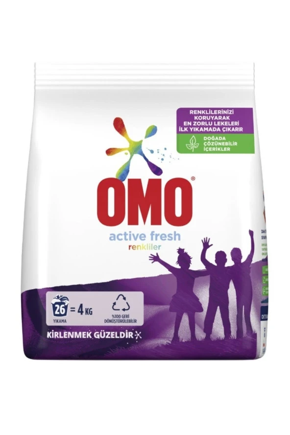 Omo Active Fresh Renkli Toz Çamaşır Deterjanı 4 kg 26 Yıkama