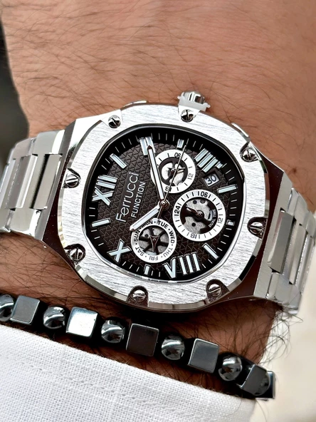 Ferrucci Function FCF.03315FM.01 Çelik Kordon Erkek Kol Saati - Resim 4