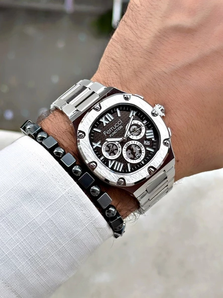 Ferrucci Function FCF.03315FM.01 Çelik Kordon Erkek Kol Saati - Resim 3