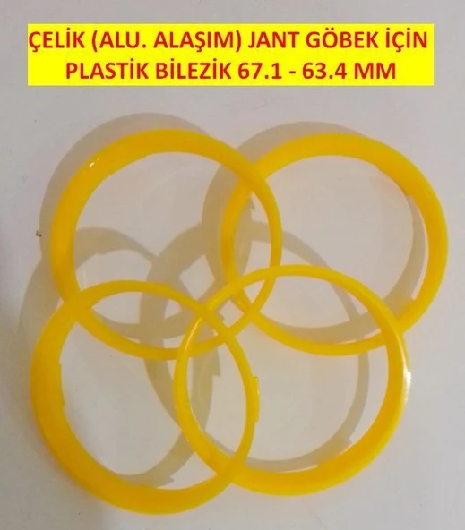 Çelik Jant Göbek Ayarı için Plastik Bilezik Takımı Sarı 3 Renk - 2