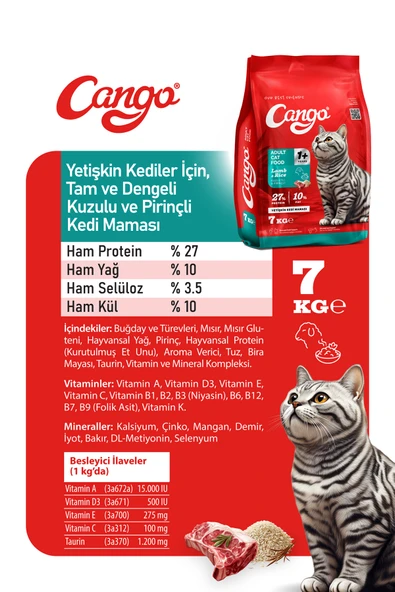 Cango Yetişkin Kedi Maması Kuzu Etli 7Kg - 4