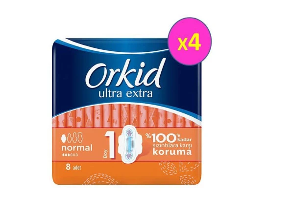 Orkid Ultra Extra Normal 8x4 Adet Hijyenik Ped