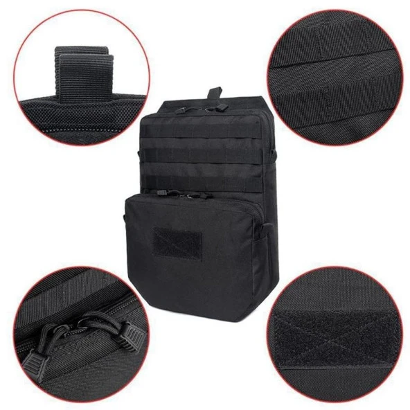 Taktikal TK1003 Molle Suluk Yelek Eklenti Çantası Siyah - 3
