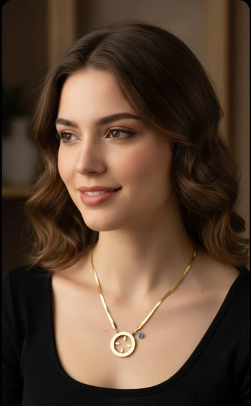 Çeyrek Takılan Çelik Kolye Sns200273 - Resim 2