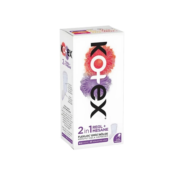 Kotex 2IN1 Ekstra Uzun Günlük 22'Li Ped