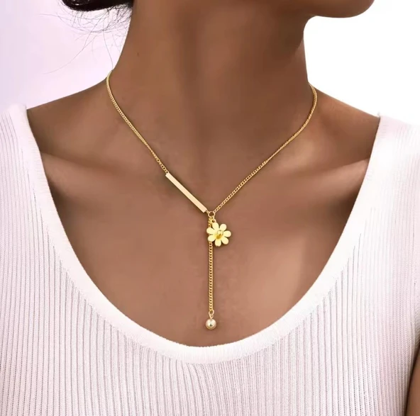 Papatya Gold Çelik Kolye Sns202875 - 4