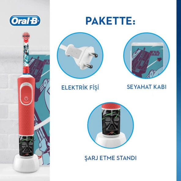 Oral-B Çocuklar İçin Şarj Edilebilir Diş Fırçası D100 Vitality Star Wars Özel Seri + Seyahat Kabı - 2
