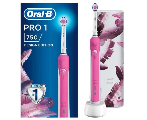 Oral-B Pro 750 Pro 1 Pembe Şarj Edilebilir Diş Fırçası + Seyahat Kabı