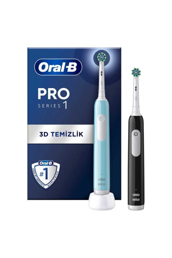 Oral-B Pro Series 1 Ikili Paket, Siyah Ve Mavi Elektrikli Diş Fırçaları, 2 Diş Fırçası Başlığı