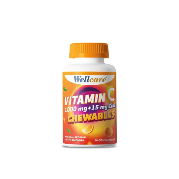 Wellcare Vitamin C 1000 mg + Çinko 15 mg 30 Çiğneme Tableti