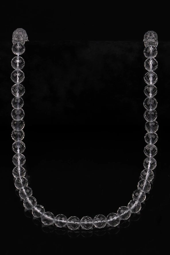 Kristal Kuvars Doğal Taş Dizi 8 mm Fasetli Küre Kesim - Resim 2