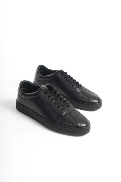 Hakiki Deri Erkek Tek Renk Rahat Taban Günlük Spor Ayakkabı Sneaker - 4