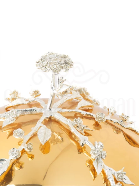 Sunumluk Açık Büfe Dekoratif Obje Aksesuar Güllü Kapaklı Mermer Desen Kase - 11