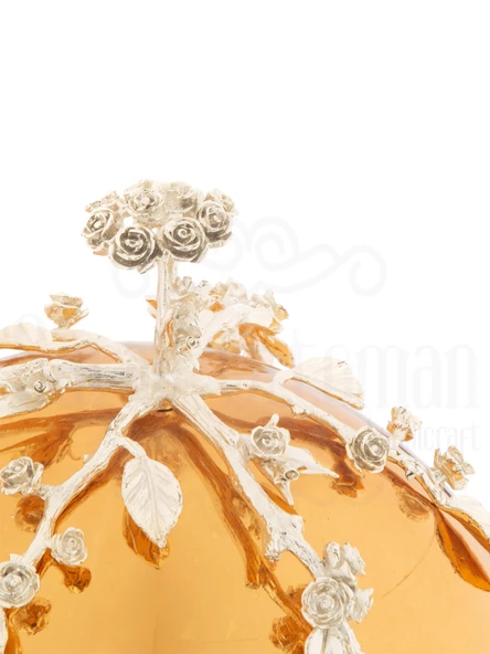 Sunumluk Açık Büfe Dekoratif Obje Aksesuar Güllü Kapaklı Mermer Desen Kase - 12