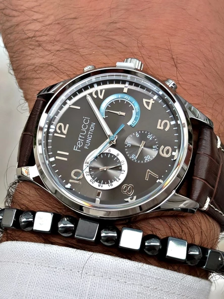 Ferrucci Function FCF.03318FK.01 Deri Kordon Erkek Kol Saati - Resim 2