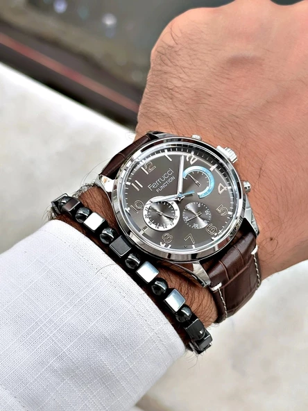 Ferrucci Function FCF.03318FK.01 Deri Kordon Erkek Kol Saati - Resim 4