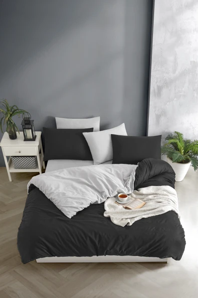 Tabu Home İpliği Boyalı Çift Taraflı Siyah Çift Kişilik Nevresim Seti - 2