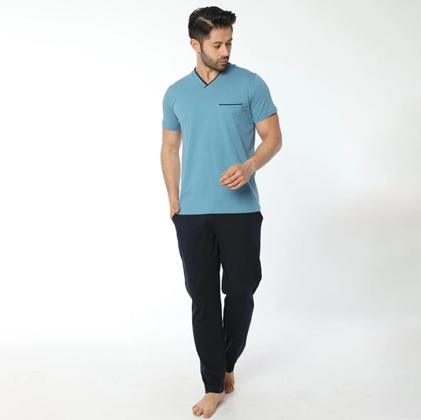 Öztaş 12027 Erkek Yazlık V Yaka Pijama Takım