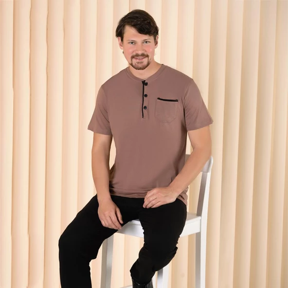 Over Sleep 223 Erkek Pamuk Kısa Kol Pijama Takım