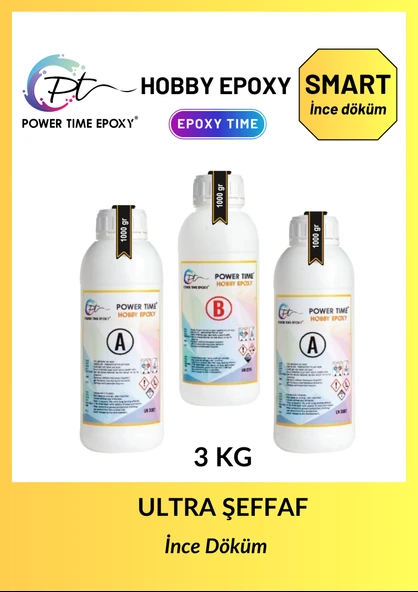 3 KG Hobi Epoxy Smart/ Ultra Şeffaf ve Parlak Şeffaf Epoksi Reçine Ince Döküm ürün görseli 1
