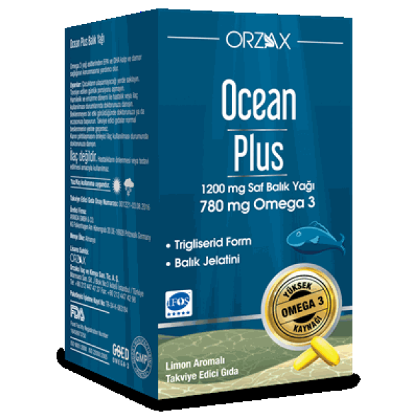 Orzax Ocean Plus Balık Yağı 1200 mg 50 Kapsül